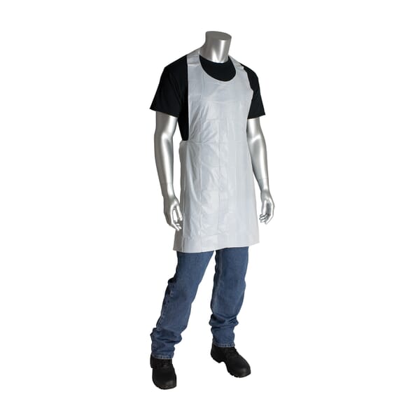 PIP 200-01001 Embossed Single Use Bib Apron, Polyethylene, 42 in L x 24 in W, Resists: Chemical, Fats, Oil and Grease