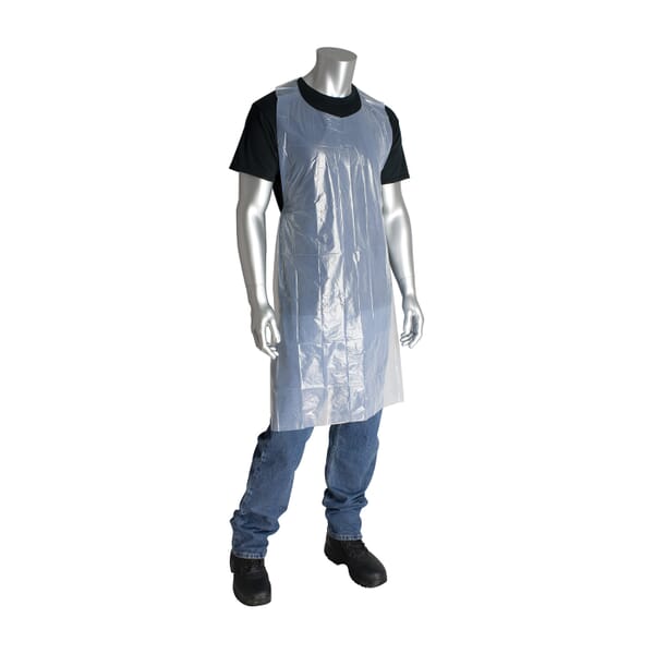 PIP 200-01002 Embossed Single Use Bib Apron, Polyethylene, 46 in L x 28 in W, Resists: Chemical, Fats, Oil and Grease
