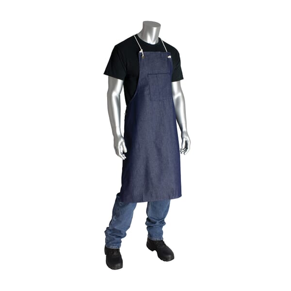 PIP A2836D3BT Heavy Duty Bib Apron, Denim, 36 in L x 28 in W, Tie Closure