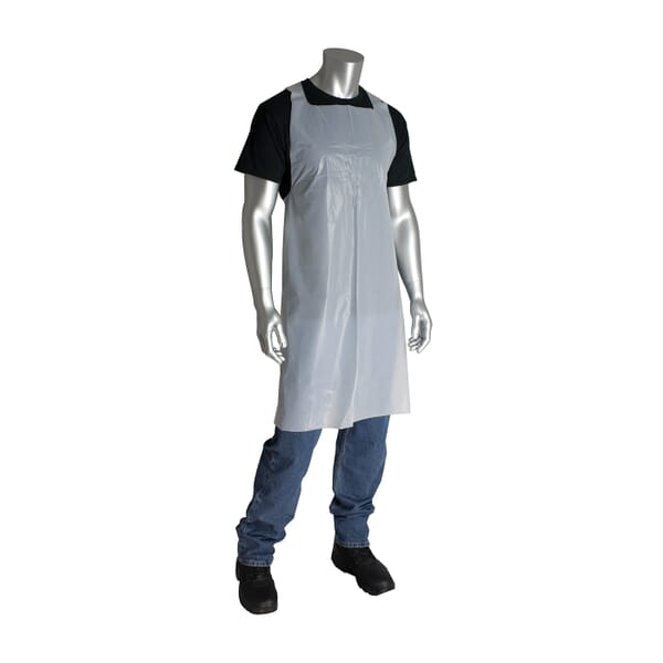 PIP 200-06002 Single Use Bib Apron, Polyethylene, 46 in L x 28 in W, Resists: Chemical, Fats, Oil and Grease
