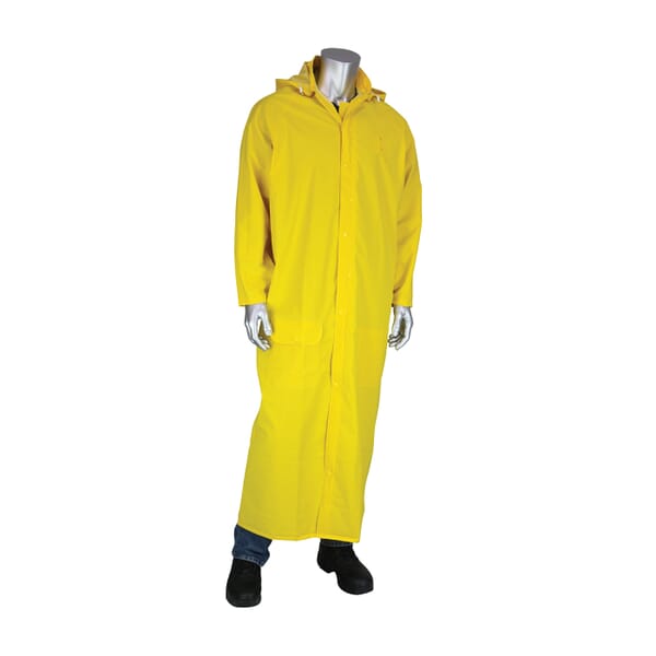 PIP FALCON Base35FR 205-320FR/S Premium Waterproof Duster Rain Coat With Limited Flammability, Unisex, S, Yellow, Corduroy/Polyester/PVC, Resists: Flame and Water, Specifications Met: ASTM D6413