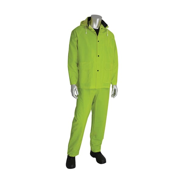 PIP FALCON 3-Piece Premium Rainsuit, Hi-Viz Lime Yellow, Polyester/PVC, Detachable Hood