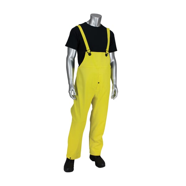 PIP FALCON Flex Rain Bib Overall, Yellow, Ribbed PVC on Non-Woven Polyester
