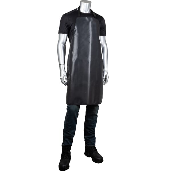 PIP Temp-Gard 202-2036 Extreme Temperature Apron, 36 in L x 24 in W, Liquid Proof Silicone, Black, Buckle Closure