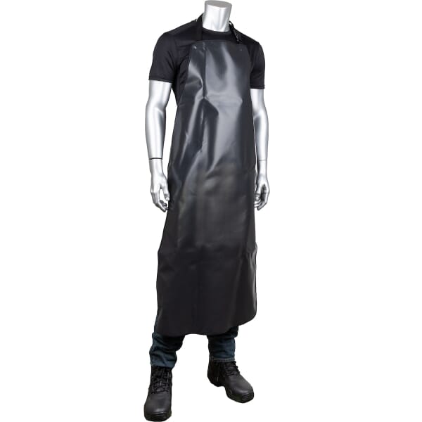 PIP Temp-Gard 202-2048 Extreme Temperature Apron, 48 in L x 24 in W, Liquid Proof Silicone, Black, Buckle Closure