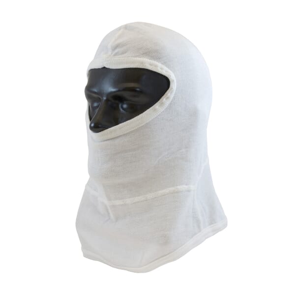 PIP 202-110 Single Layer Balaclava Hood With Bib, Universal, White, 16-1/2 in L, Nomex, Full Face Closure