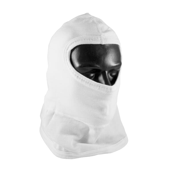 PIP 202-112 Double Layer Balaclava Hood With Bib, Universal, White, 16-1/2 in L, Nomex, Full Face Closure