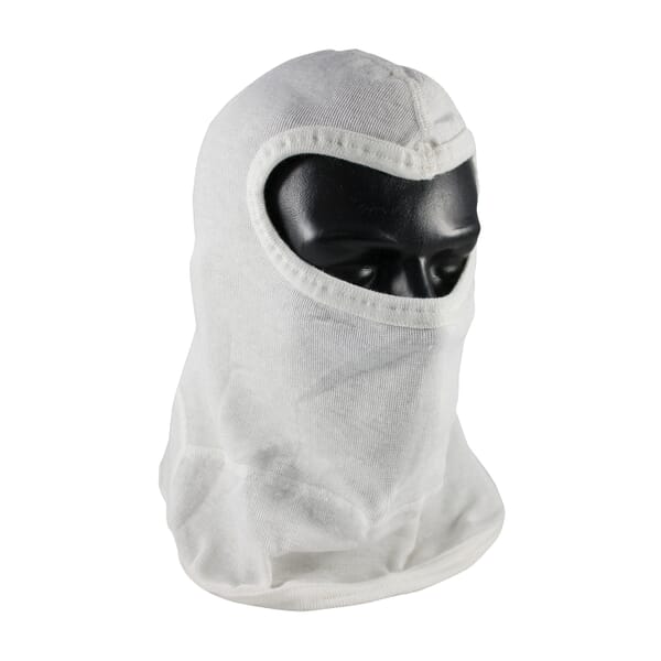 PIP 202-130 Single Layer Balaclava Hood With Bib, Universal, White, 17-1/2 in L, Nomex, Slit Eye Closure
