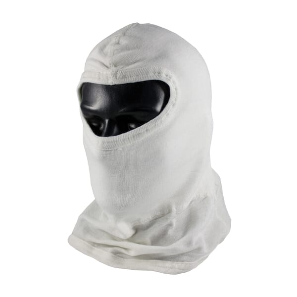 PIP 202-132 Double Layer Flame Resistant Balaclava With 6 in Bib, Universal, White, 19 in L, Nomex