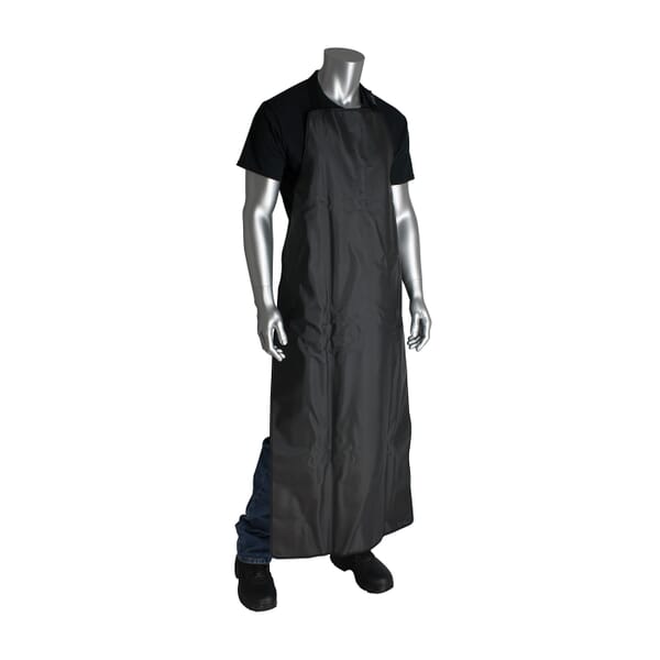 PIP Temp-Gard 202-2054 Extreme Temperature Apron, 54 in L x 24 in W, Liquid Proof Silicone, Black, Buckle Closure