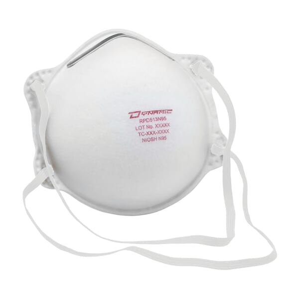 Dynamic 270-RPD513N95 Economy Disposable Respirator, Universal, 0.3 um Filter, Resists: Dust/Fumes/Mists