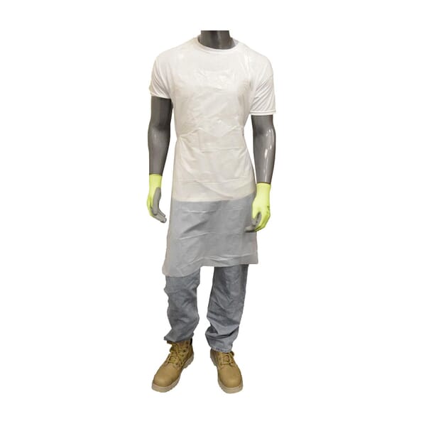 PIP 2846PE Bib Apron, White, Polyethylene, 46 in L