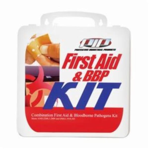 PIP 299-17030 First Aid and Bloodborne Pathogens Kit, Wall Mount, 72 Components, Plastic Case