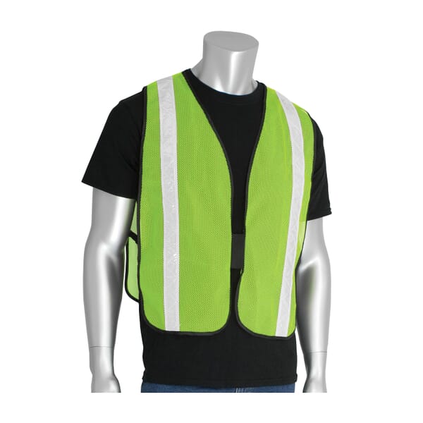 PIP 300-EVOR-PLY Non-ANSI Safety Vest, Universal, Hi-Viz Yellow with White Tape, Polyester Mesh, Hook and Loop Closure