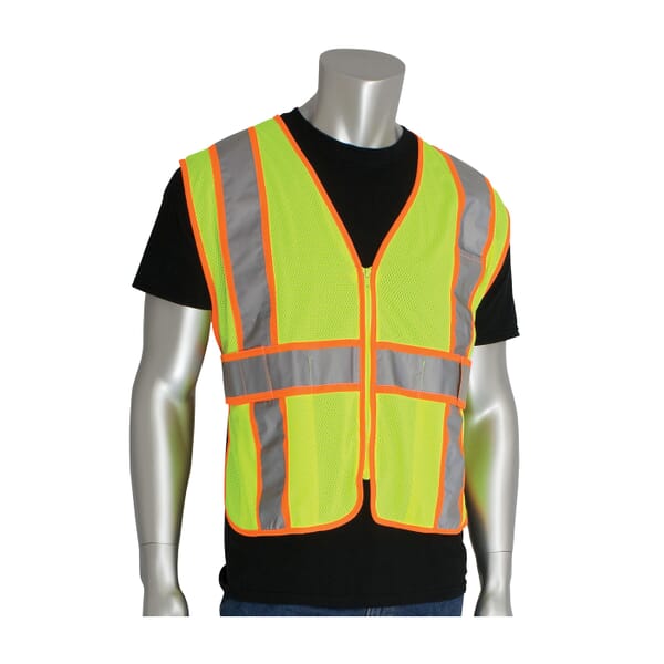 PIP 2-Tone Expandable Safety Vest, Universal, Polyester, Zipper Closure, 3 Pockets, ANSI Class: Class 2, Specifications Met: ANSI 107 Type R