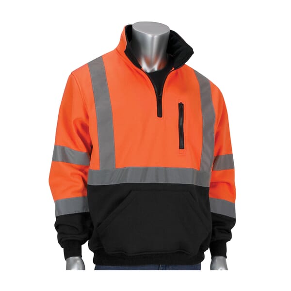 PIP 323-1330B-OR/XL Sweatshirt With Black Bottom, Unisex, XL, Orange, 30.7 in L, Polyester Fleece