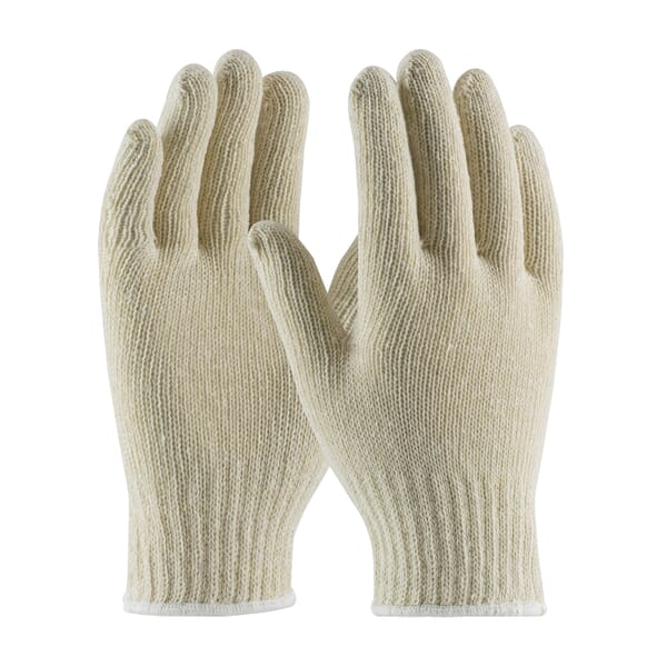 PIP 35-C104/L 35-C104 Standard Weight Gloves, Seamless Style, L, 7 ga Cotton/Polyester, Natural, Knit Wrist Cuff, Bright Coating, Unlined Lining