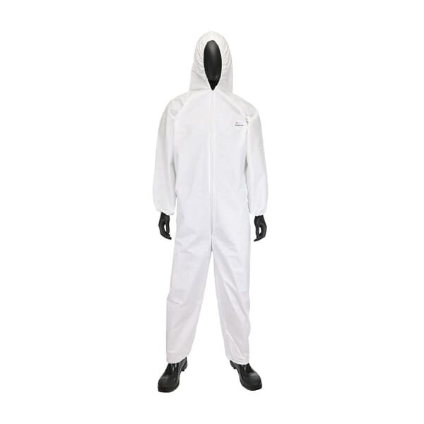 PIP 3606 BA Breathable Disposable Coverall With Hood, L, White, Microporous Film Laminate, M,PIP 3606 BA Breathable Disposable Coverall