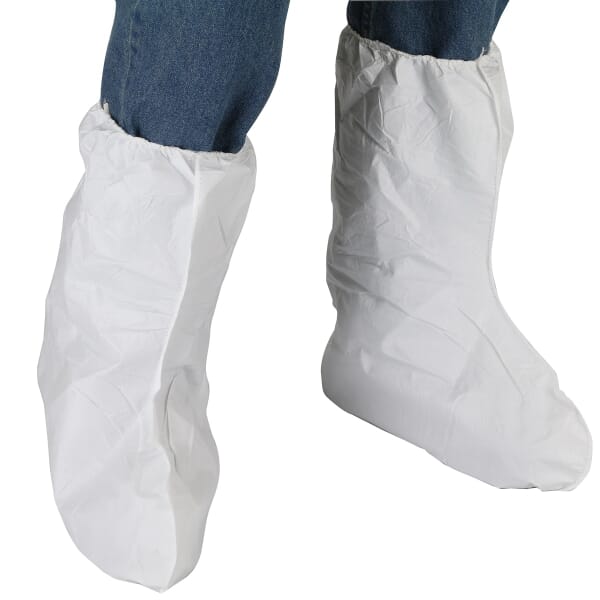 PIP 3614 BA Series Anti-Static Boot Cover, ASTM 1670, 29 CFR 1910.138, NFPA 99, Universal Fits Shoe, White, Elastic Closure, Microporous/Polyethylene/Polypropylene Outsole, Resists: Particles and Water