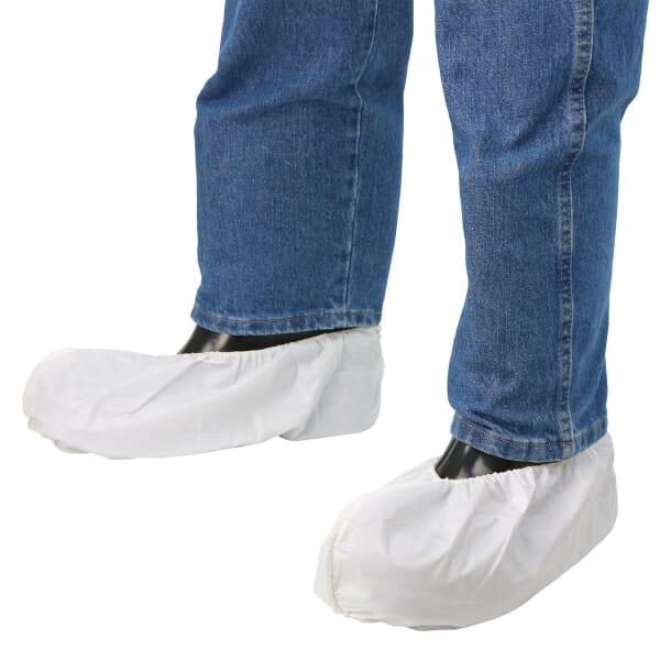 PIP 3713 UB Series Anti-Static Ultimate Barrier Shoe Cover, ASTM 1670-1671, 29 CFR 1910.138, NFPA 99, Universal Fits Shoe, White, Elastic Closure, Polyethylene Outsole, Resists: Chemical and Water
