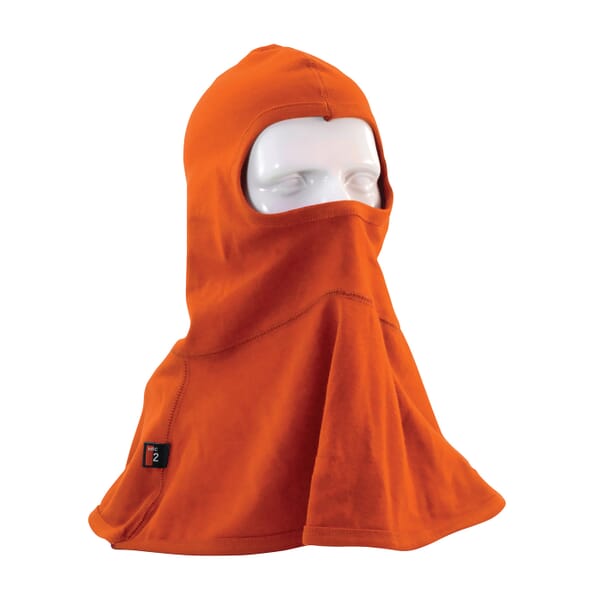 PIP 385-FRBL11-OR Single Layer Arc and Flame Resistant Balaclava, Universal, Orange, 17-1/4 in L, Interlock Cotton Knit, 6.5 oz Fabric, Full Face Closure