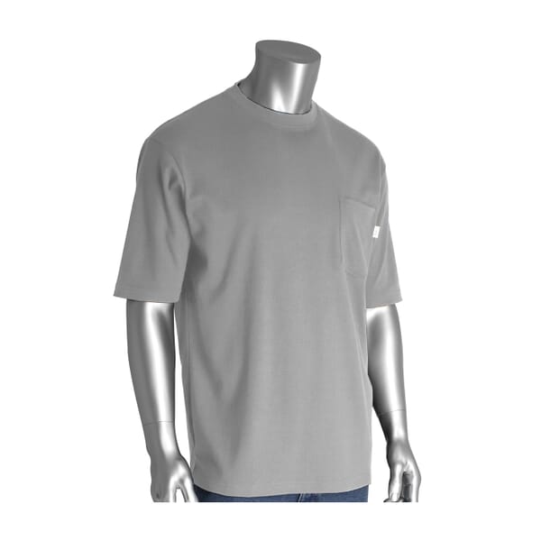 PIP 385-FRSS-LG/3X Arc and Flame-Resistant Short Sleeve T-Shirt, 3XL, Light Gray, Cotton Interlock Knit, 35 in L