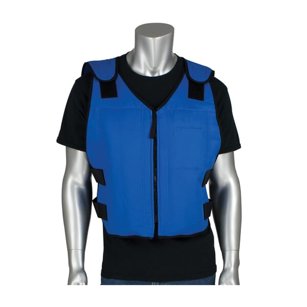 PIP 390-EZSPC-M/L EZ-Cool Active Fit Premium Phase Change Cooling Vest With Insulated Cooler Bag, M/L Size, Zipper Closure, Cotton/Nylon, Blue