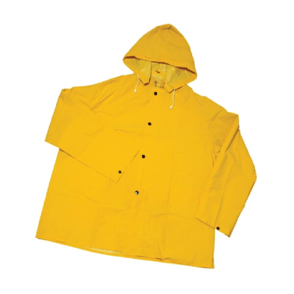 PIP 4036/M Industrial Rain Jacket, Unisex, M, Yellow, Polyester/PVC, Resists: Water, Attached Hood