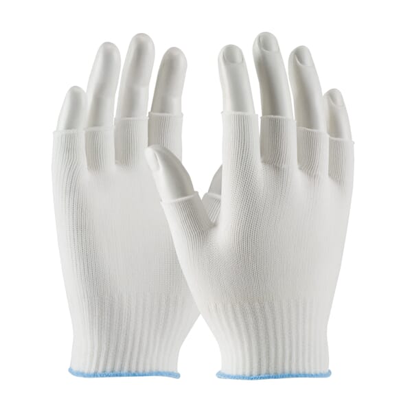 PIP CleanTeam Lightweight General Purpose Gloves, Clean Environment, L, Nylon Palm, Nylon, Blue/White, Knit Wrist Cuff, Uncoated Coating, Resists: Abrasion and Cut, Nylon Lining, Clute Cut/Seamless Knit/Half Finger/Straight Thumb