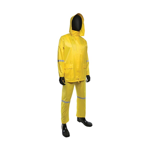 PIP 3-Piece Rainsuit, Silver/Yellow, 170T Polyester/PVC, Drawstring Hood