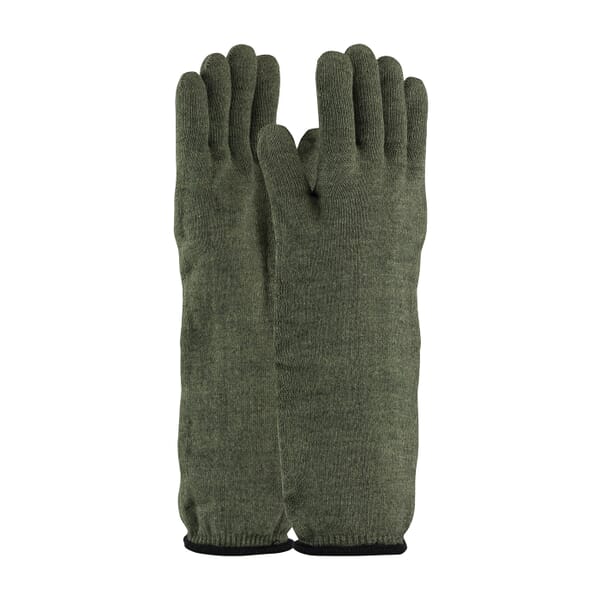 PIP 43-858L 43-858 Hot Mill Gloves, L, Kevlar/Preox, Dark Green, Cotton Terry Lining, Extended Cuff, Uncoated Coating, 17 in L, Resists: Abrasion, Cut and Flame