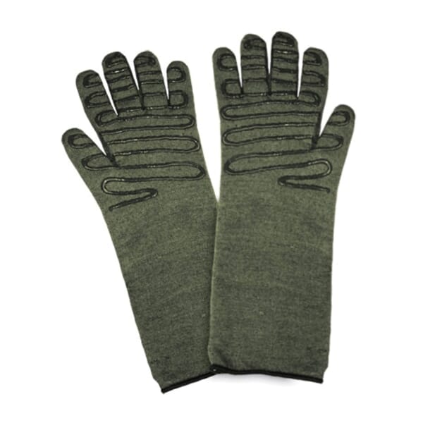 PIP 43-859L 43-859 Hot Mill Gloves, L, Kevlar/Preox, Dark Green, Cotton Terry Lining, Extended Cuff, SilaGrip Coating, 17 in L, Resists: Abrasion, Cut and Flame