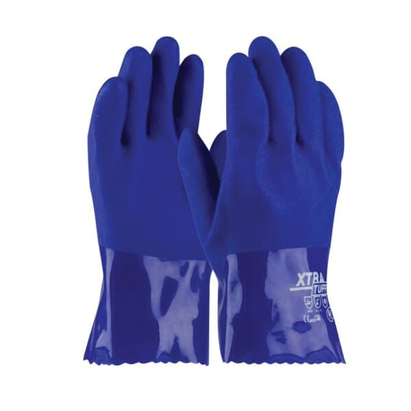 PIP 58-8655/L 58-8655 Chemical-Resistant Gloves, L, Blue, Cotton Interlock Lining, 10 in L, Resists: Abrasion, Cold, Cut, Puncture and Tear, Supported Support, Gauntlet Cuff