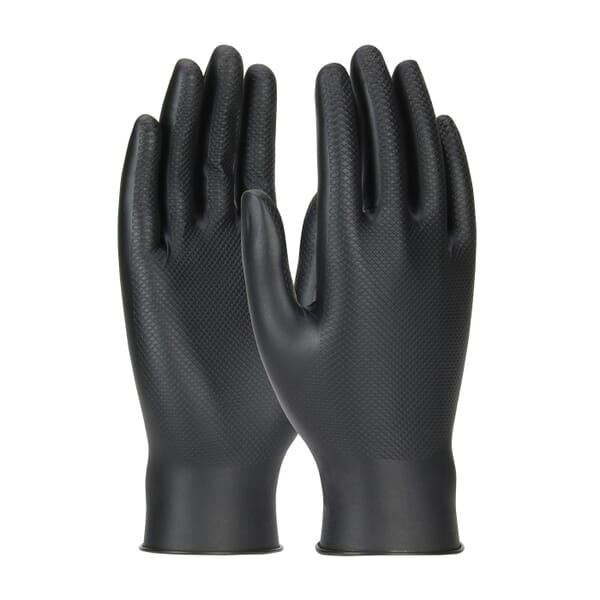 PIP AMBI-DEX GRIPPAZ 67-246/L Skins Disposable Gloves, L, Nitrile, Black, 9-1/2 in L, 6 mil THK