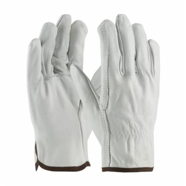 PIP 68-101/L 68-101 Superior Grade General Purpose Gloves, Driver, Straight Thumb Style, Top Grain Cowhide Leather Palm, Natural, Slip-On Cuff, Uncoated Coating, Resists: Abrasion, Unlined Lining