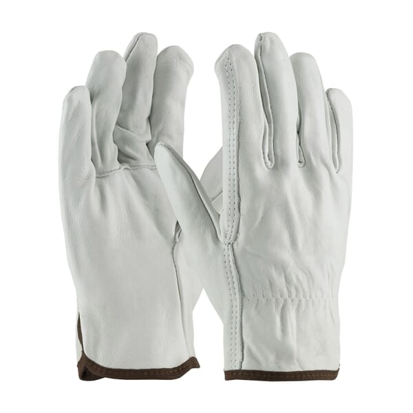 PIP 68-101/M 68-101 Superior Grade General Purpose Gloves, Driver, Straight Thumb Style, M, Top Grain Cowhide Leather Palm, Natural, Slip-On Cuff, Uncoated Coating, Resists: Abrasion, Unlined Lining