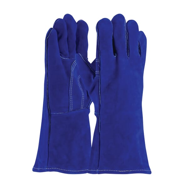 PIP Blue Bison 73-7007 Welding Gloves, L, Split Cowhide Leather, Blue, Cotton, Gauntlet Cuff, 13-1/2 in L, 1.2 mm Glove Material Thickness