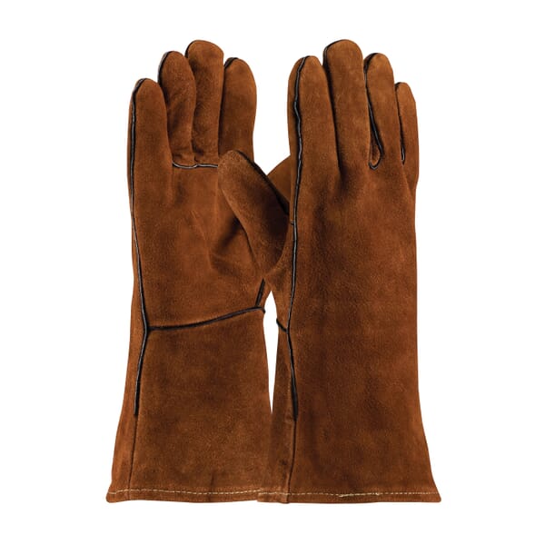 PIP 73-7088 Shoulder Grade Welding Gloves, Split Cowhide Leather, Brown, Cotton/Foam Lining, Gauntlet Cuff, 13-1/2 in L, 1.2 mm THK Glove Material