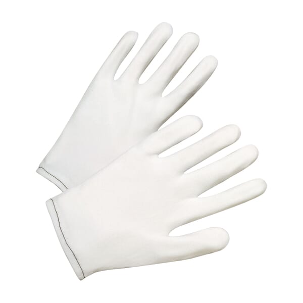 PIP 906/M Regular Weight Inspectors Gloves, M, Stretch Nylon, White, Full Finger/Wing Thumb Style, Paired Hand, 7-3/4 in L