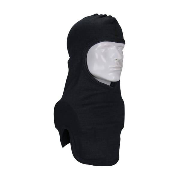 PIP 906-100NOM7BLKB Double Layer Fire Resistant Hood With Bib, Universal, Black, 18 in L, Nomex, 2 oz Fabric, Straight Cut Full Face Closure