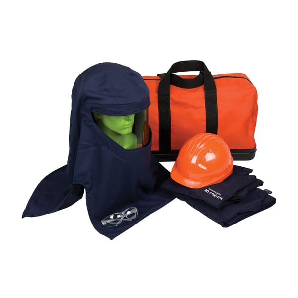 PIP 9150-52436/2X Arc Flash Kit, Hazard Risk Category (HRC): 4, Hood/Face Shield Max Arc Flash Protection: 40 cal/sq-cm, Garment Max Arc Flash Protection: 40 cal/sq-cm, Specifications Met: NFPA 70E-2018, Arc Hood/Hard Hat Head/Face Protection, 2XL Garment