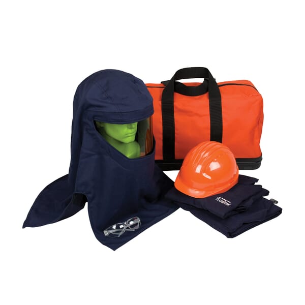 PIP 9150-53003/XL Arc Flash Kit, Hazard Risk Category (HRC): 3, Hood/Face Shield Max Arc Flash Protection: 25 cal/sq-cm, Garment Max Arc Flash Protection: 25 cal/sq-cm, ASTM F1506, ASTM F 2178-12, NFPA 70E-2018, OSHA 29 CFR 1910.269, XL