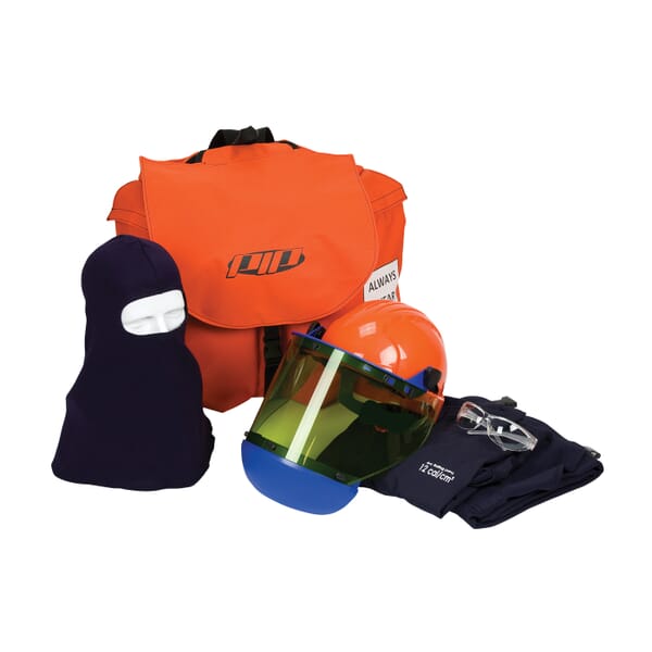 PIP 9150-53871/4X Arc Flash Kit, Hazard Risk Category (HRC): 2, Hood/Face Shield Max Arc Flash Protection: 12 cal/sq-cm, Garment Max Arc Flash Protection: 12 cal/sq-cm, Specifications Met: ASTM F1506, ASTM F 2178-12, NFPA 70E-2018, OSHA 29 CFR 1910.269