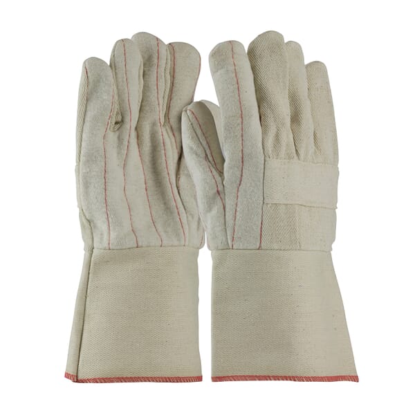 PIP 94-928G Premium Grade Hot Mill Gloves, L, Cotton/Canvas, Natural, Burlap/Cotton, Gauntlet Cuff, 12.4 in L