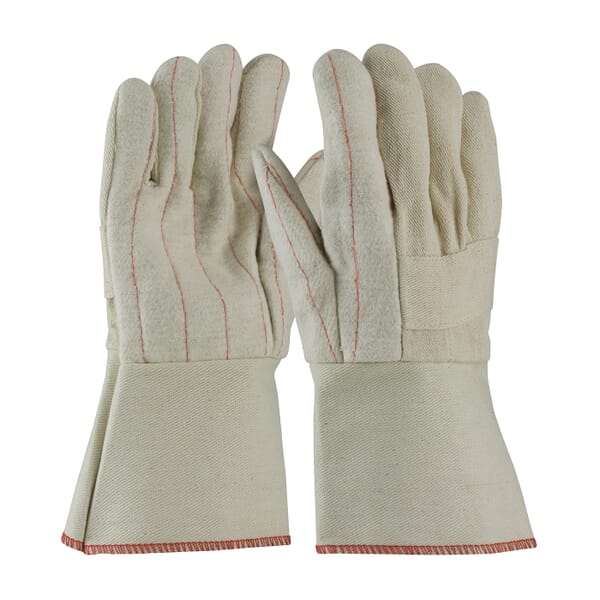 PIP 94-932G Premium Grade Hot Mill Gloves, Universal, Cotton/Canvas, Natural, Burlap/Cotton, Gauntlet Cuff, 12.7 in L