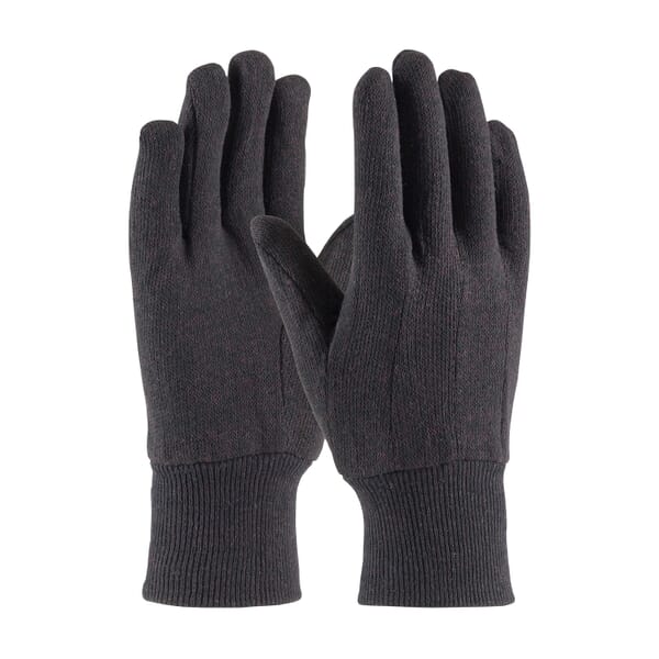 PIP 95-806 Economy Weight General Purpose Gloves, Work, Clute Cut/Straight Thumb Style, Cotton/Polyester Palm, Cotton/Jersey/Polyester, Brown, Knit Wrist Cuff, Uncoated Coating