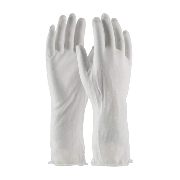 PIP CleanTeam 97-500/14I Lightweight Inspection Gloves, Universal, Cotton, White, Seamless Style, Paired Hand, 14 in L