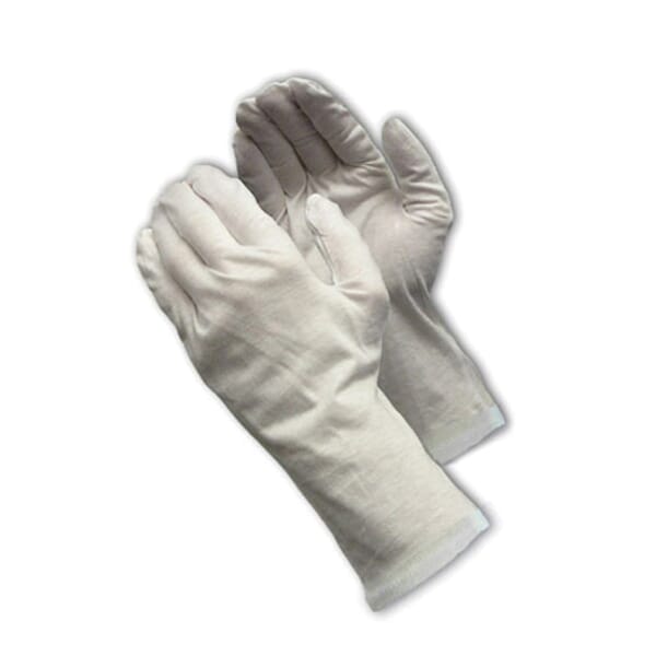 PIP CleanTeam 97-520/12R Medium Weight Inspection Gloves, Universal, Cotton, White, Seamless Style, Paired Hand, 12 in L