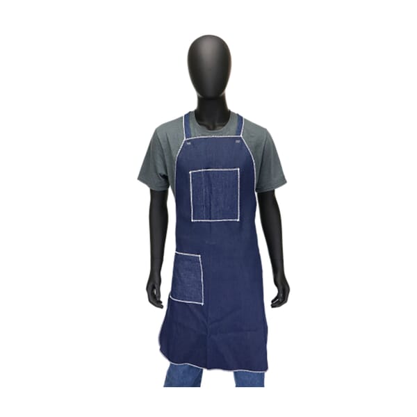 PIP A2836D4BDT Heavy Duty Bib Apron, Denim, 36 in L x 28 in W, Tie Closure