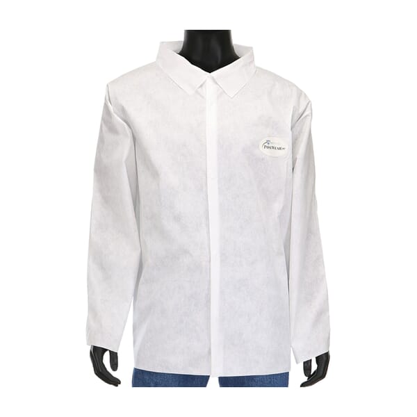 PIP C3817 M3 Anti-Static Protective Shirt, White, Polypropylene/SMMMS, Front Snap Closure